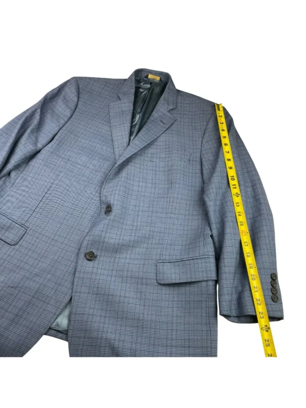 Brooks Brothers Men's Fitzgerald 100% Wool Blazer Blue Houndstooth Plaid • 46R